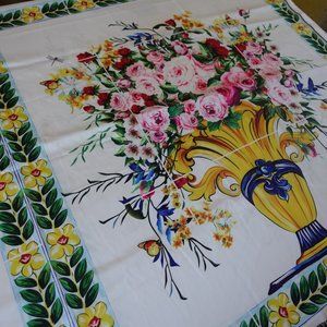 sewing fabric Vase tile european flower print polyester floral 4 panels